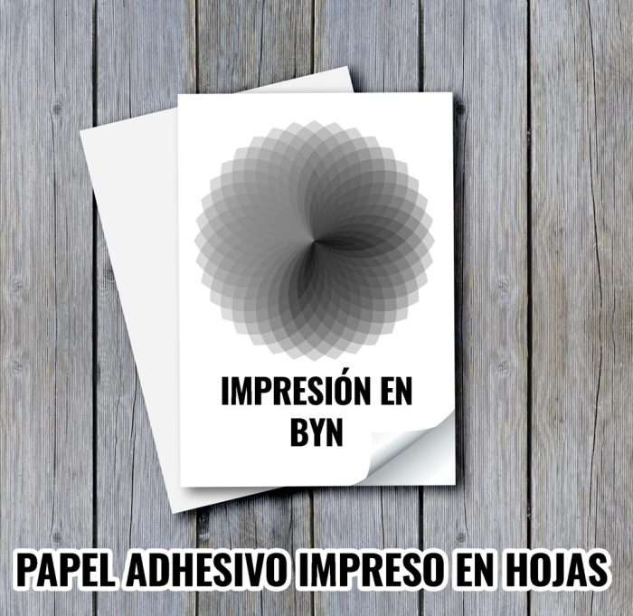 HOJA DE PAPEL ADHESIVO IMPRESO EN BLANCO Y NEGRO