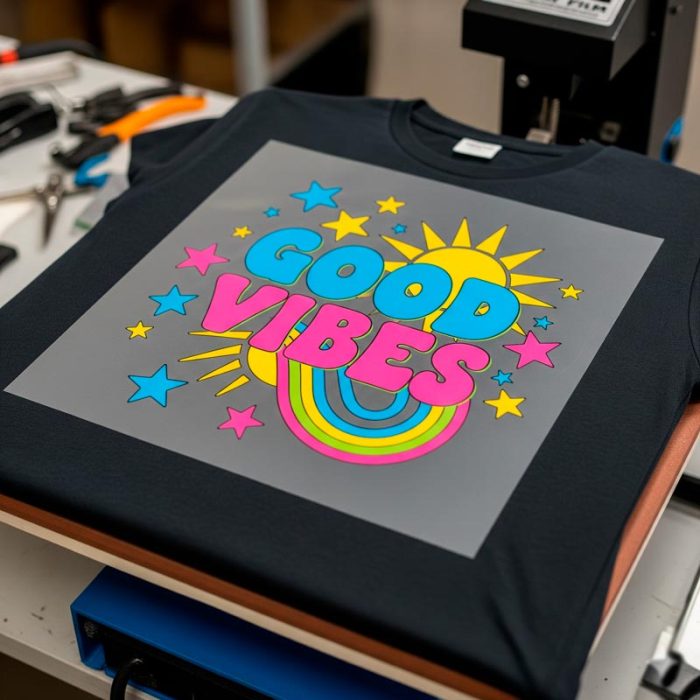 impresión DTF lista para ser planchada en una camiseta